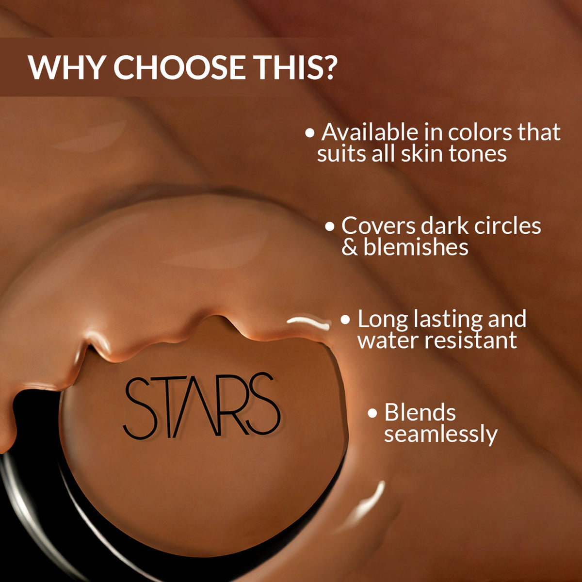 Stars Cosmetics concealer for face makeup with a creamy matte finish in light shade, shown in a sleek tube.