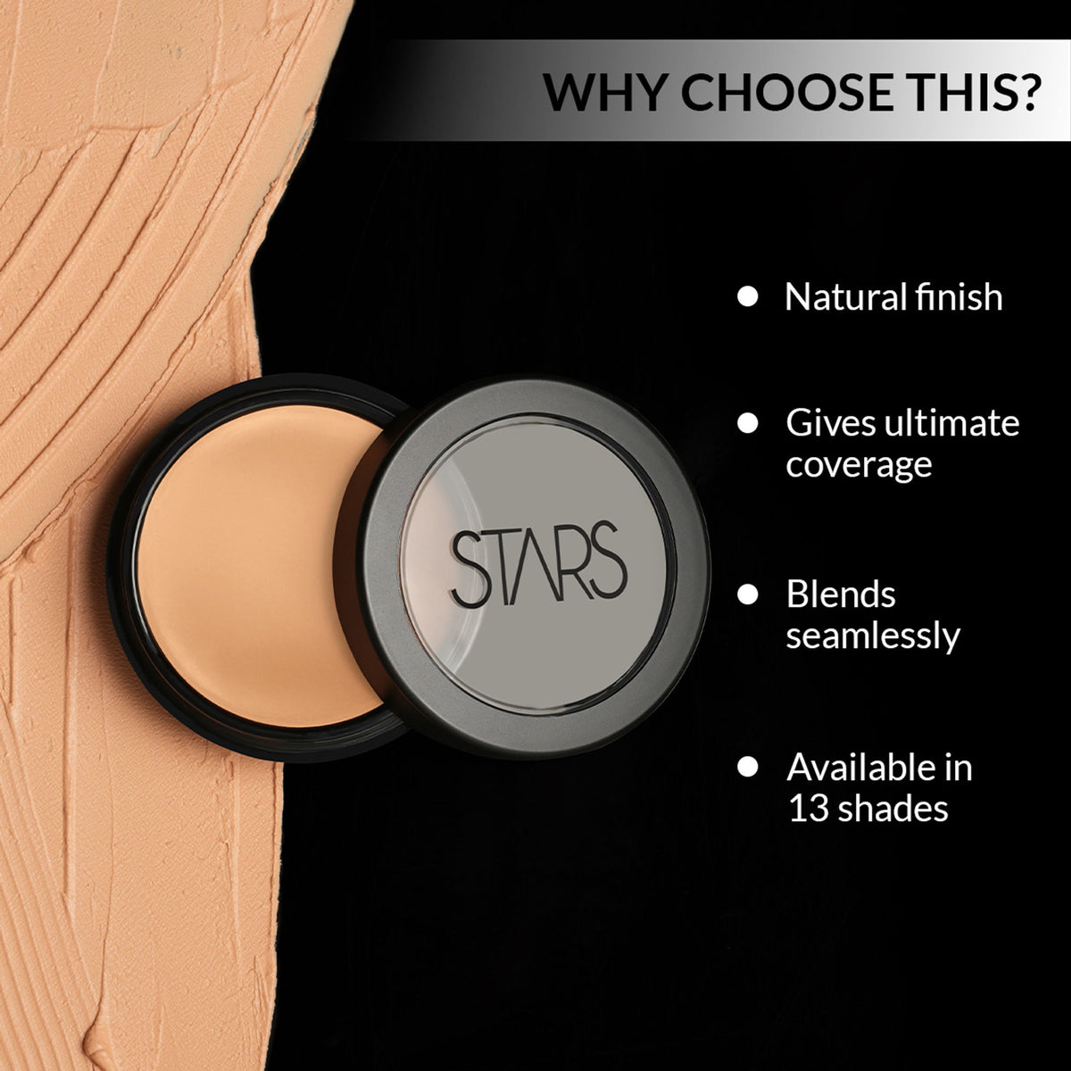 Stars Cosmetics foundation FS38 with creamy matte finish, face makeup product in a sleek container, suitable for a smooth, flawless look.