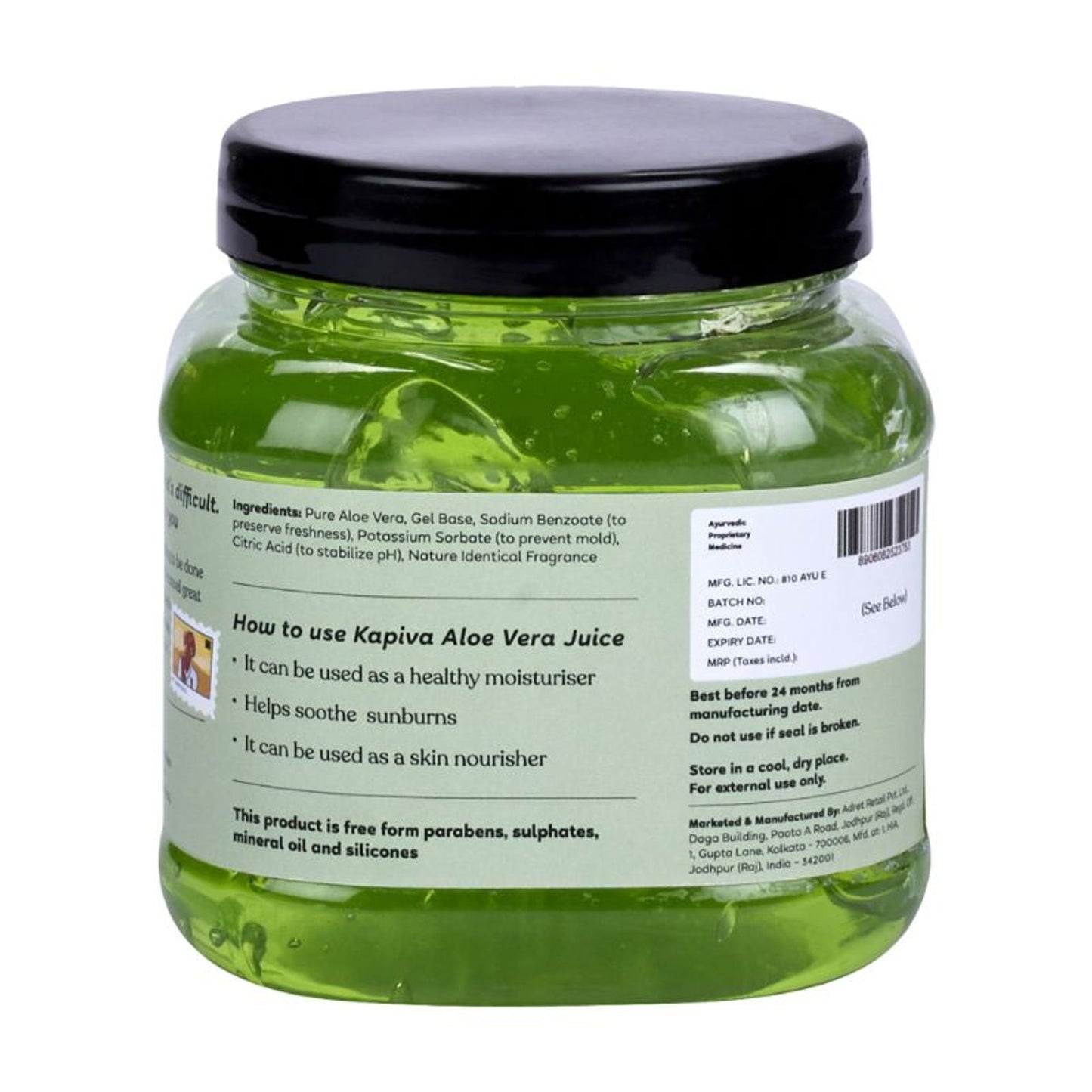 Kapiva Aloe Vera Gel Hydrating and Moisturizing Gel for Face & Hair Multipurpose Gel