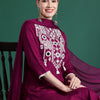 Indyancart IE Embroidered Mirror Work Kurta With Trousers & Dupatta