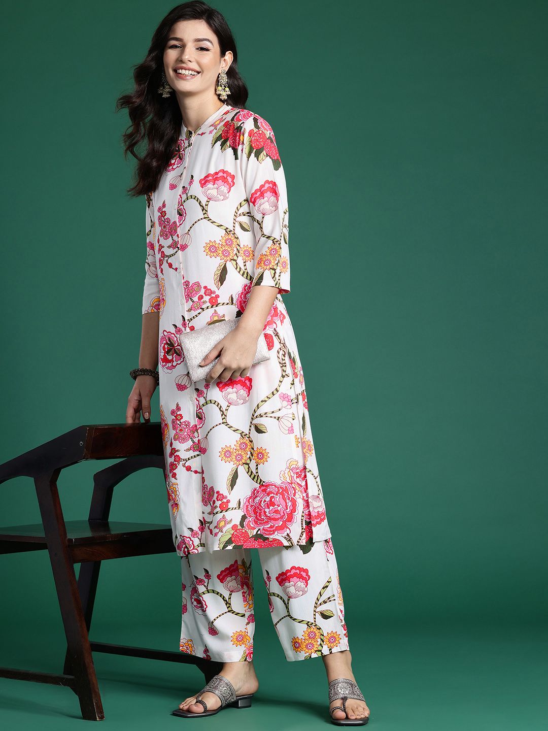 Dhiyona IE Floral Printed Kurta with Palazzos