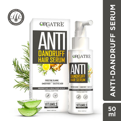 Orgatre Anti Dandruff Hair Serum - Piroctone Olamine, Ginger & Salicylic Acid For Itchy & Dry Scalp