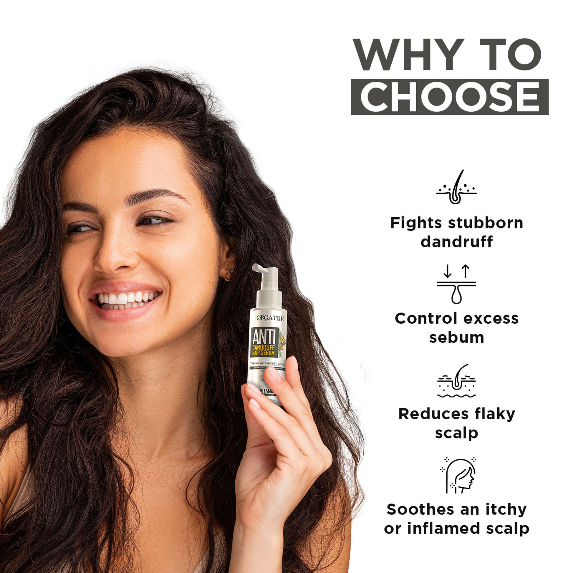 Orgatre Anti Dandruff Hair Serum - Piroctone Olamine, Ginger & Salicylic Acid For Itchy & Dry Scalp