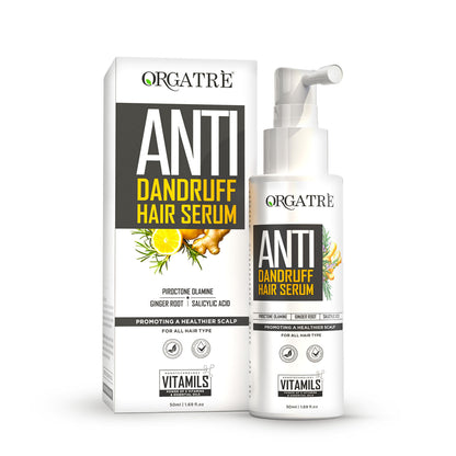 Orgatre Anti Dandruff Hair Serum - Piroctone Olamine, Ginger & Salicylic Acid For Itchy & Dry Scalp