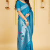 Dhiyona GR Women's Mastani Cyan Blue Zari Paithani Silk Saree