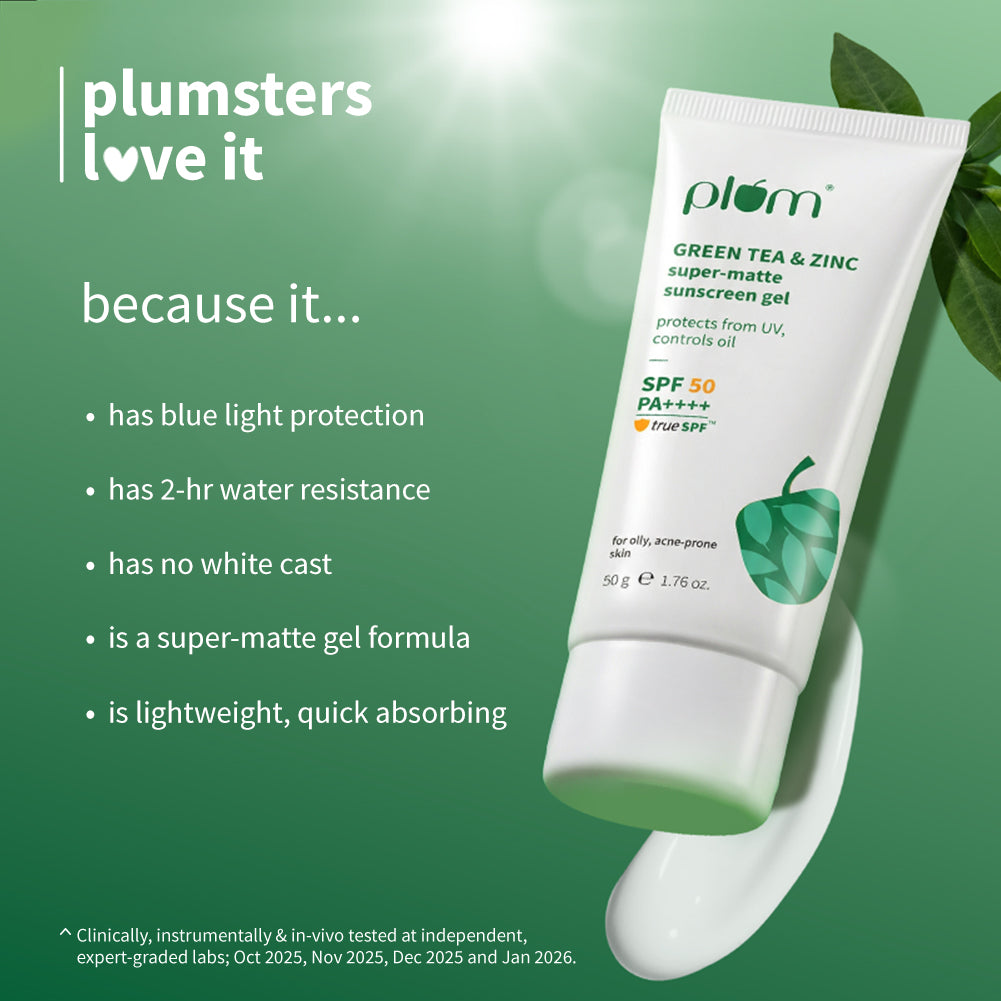 Green Tea & Zinc Super-Matte SPF 50 Sunscreen Gel For Oily & Acne-Prone Skin