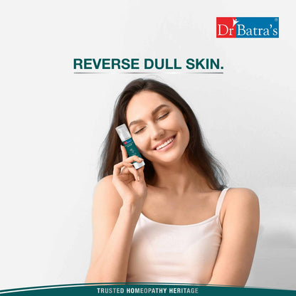 Dr Batra's Skin Glowing Serum in a clear bottle, featuring a dropper applicator, designed for bright, healthy, and glowing skin.
