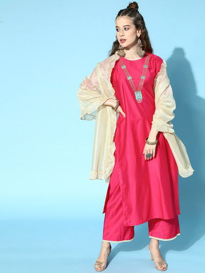 Indyancart IE Women Ethnic Motifs Embroidered Beads and Stones Liva Kurta Set