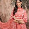 Indyancart SN Women's Floral Printed Pleated Pure Cotton Kurta with Trousers & Dupatta