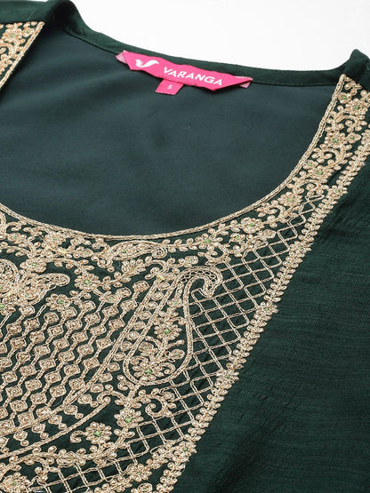 Indyancart VA Women Ethnic Motifs Embroidered Regular Republic Day Kurta with Palazzos & With Dupatta
