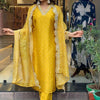 Women's Bandhani Embroidered Regular Sequinned Kurta With Trouser & Dupatta