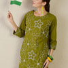 Dhiyona IE Women Floral Embroidered Cotton Kurta with Trousers