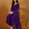 Dhiyona VA Women'sFloral Embroidered Sequnnied Silk Georgette Anarkali Kurta With Trousers & Dupatta