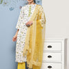 Indyancart VA Women'sFloral Printed Thread Work Kurta with Trousers & Dupatta