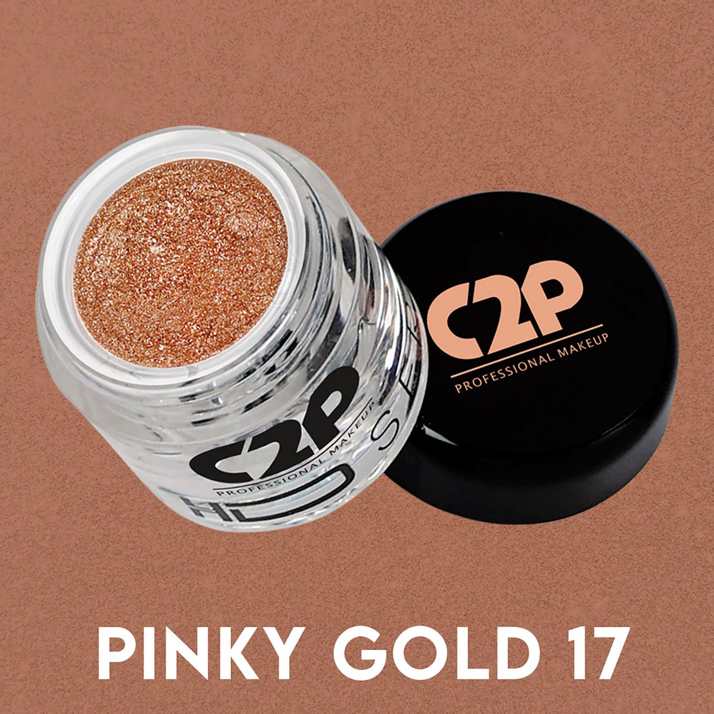 C2P Pro HD Loose Precious Eye Shadow Pigment Long-Lasting Shimmer for Face Body - Pinky Gold 17