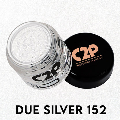 C2P Pro HD Loose Precious Eye Shadow Pigment Long-Lasting Shimmer for Face Body - Due Silver 152
