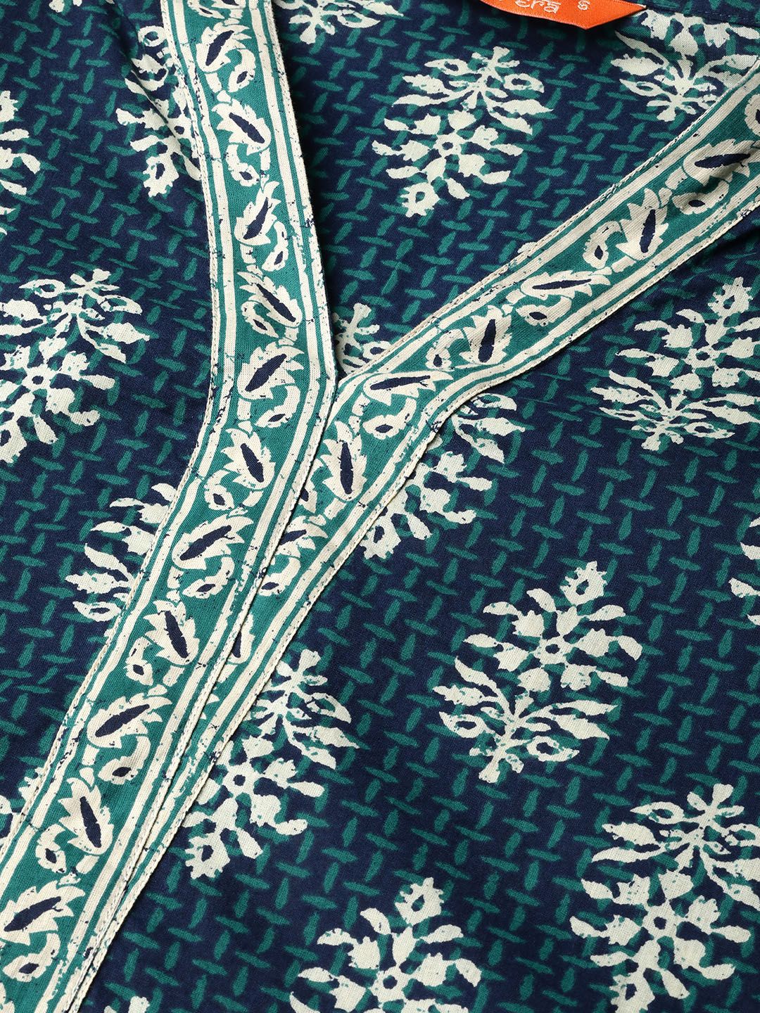 Dhiyona IE Women Navy Blue & Green Printed Kurta with Palazzos & Dupatta