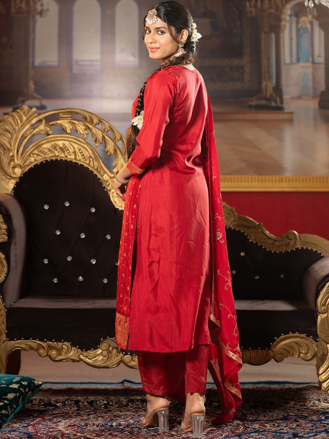 Women Regular Kurta with Trousers & With Dupatta
