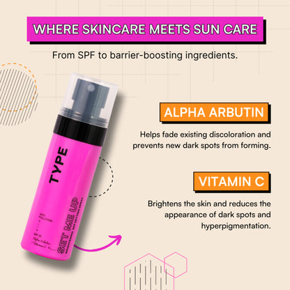 Type Beauty Brightening Setting Spray SPF 35 PA+++ Face Makeup 12Hr Set Vit C Glow