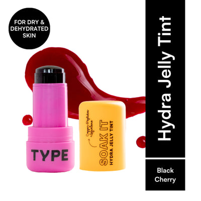 Type Beauty Soak It Hydra Jelly Tint with Squalane For Cheeks, Lips And Eyes - Black Cherry 84