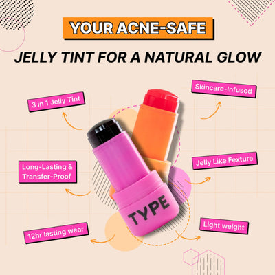 Type Beauty Get Even Hydra Jelly Tint with Vitamin C For Cheeks, Lips and Eyes - Mango Tango 86