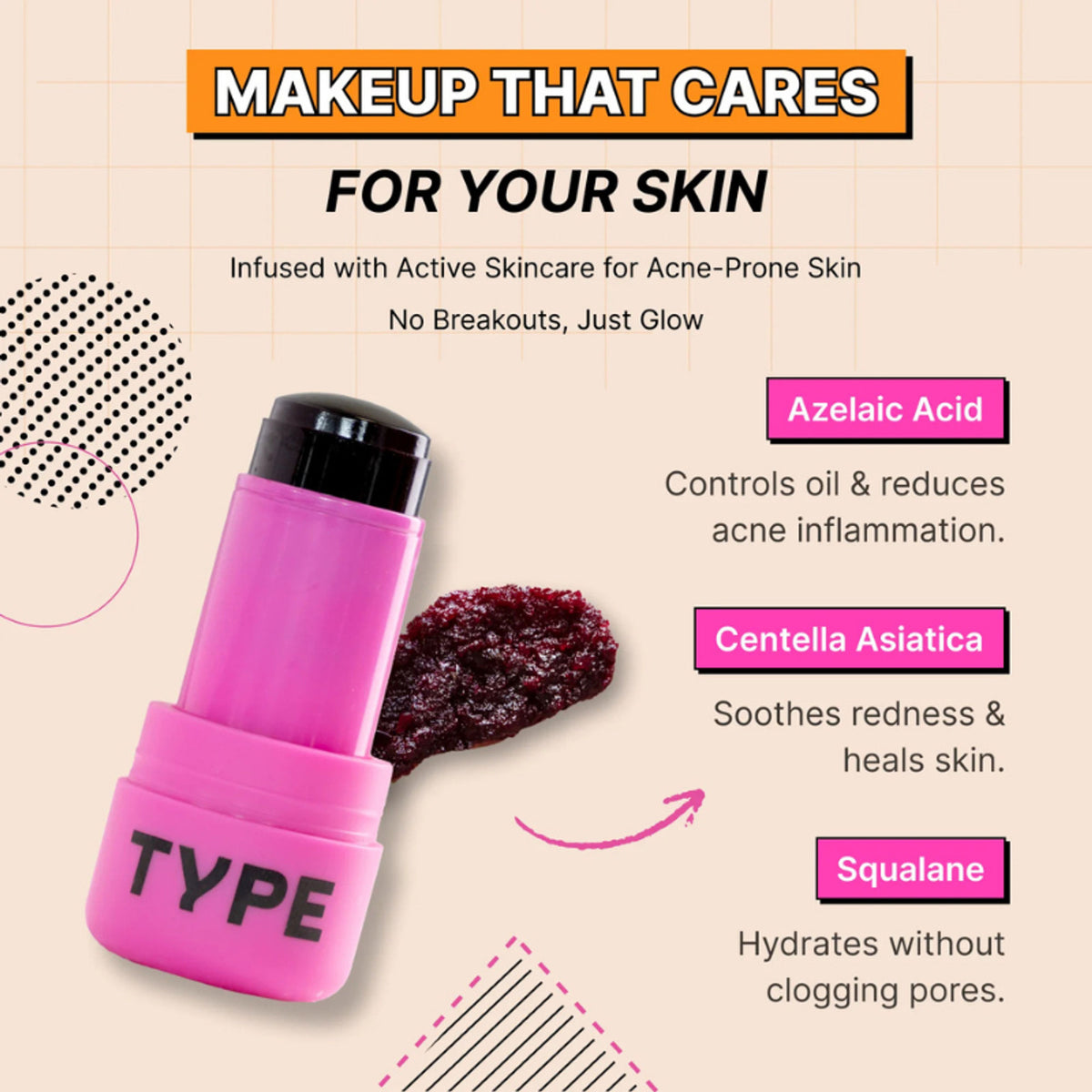 Type Beauty Zit Quit Hydra Jelly Tint with Azelaic Acid For Cheeks, Lips and Eyes - Mango Tango 86