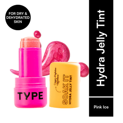 Type Beauty Soak It Hydra Jelly Tint with Squalane For Cheeks, Lips And Eyes - Pink Ice 89