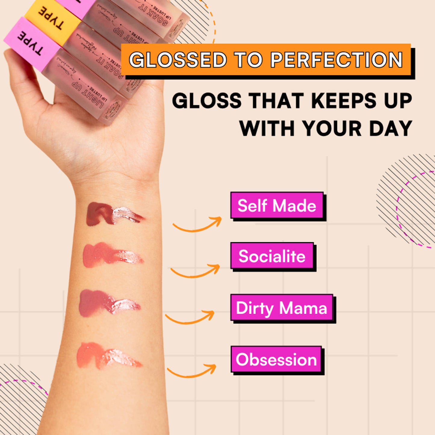 Type Beauty Lip Gloss For Pigmented Lips 6 Hrs Stay Vit C & Niacinamide - Obsession