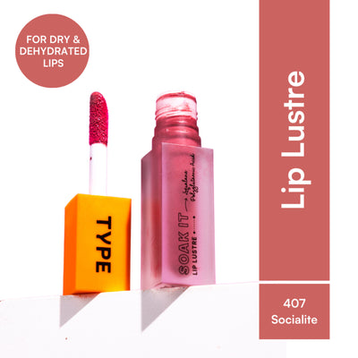 Type Beauty Lip Gloss Fo Dry Lips with Squalane & Tripeptides 6 Hrs Stay - Socialite