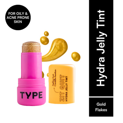 Type Beauty Zit Quit Hydra Jelly Tint with Azelaic Acid For Cheeks, Lips and Eyes - Gold Flakes 90