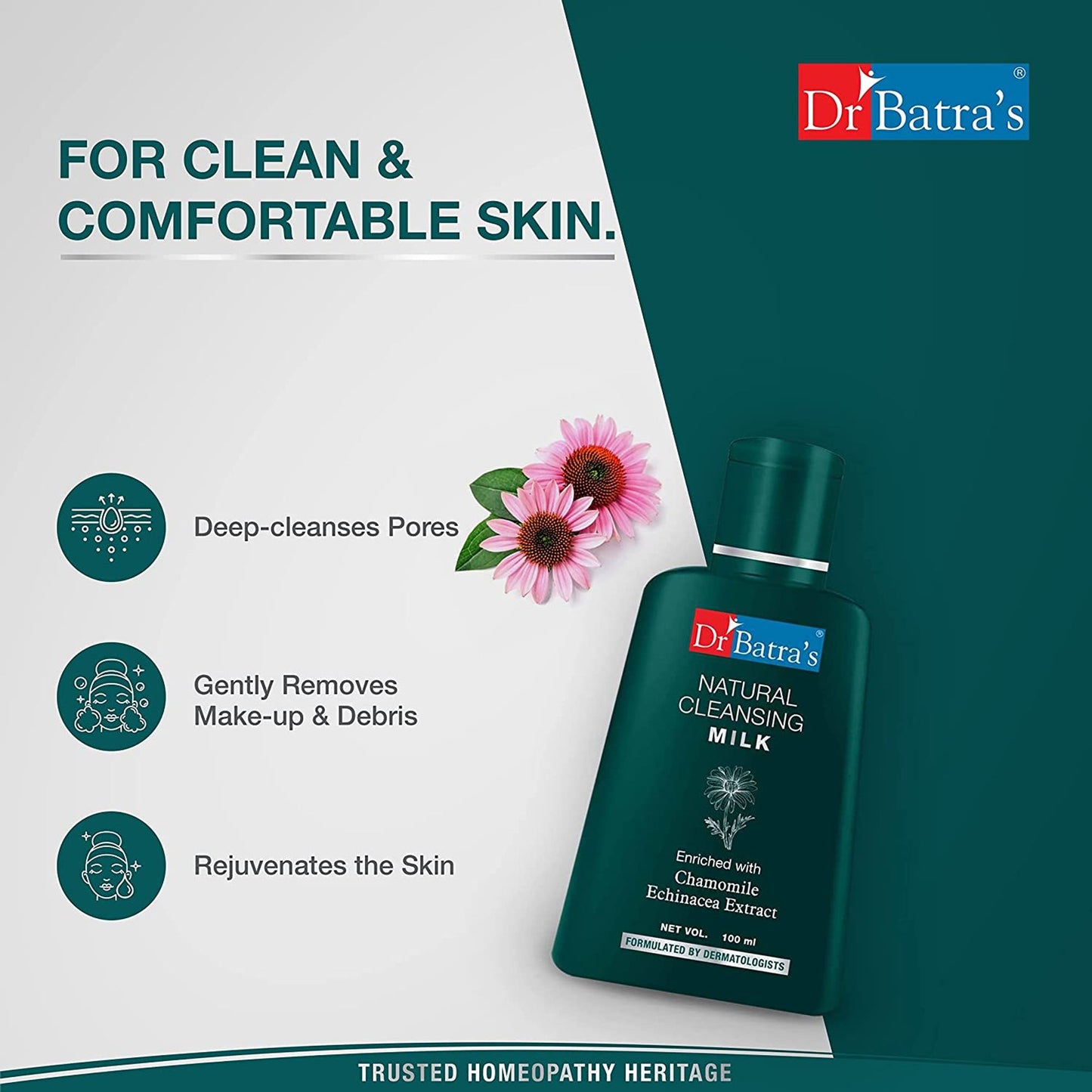 Dr Batra's Natural Cleansing Milk for Healthy & Youthful Skin Suitable for Men and Women