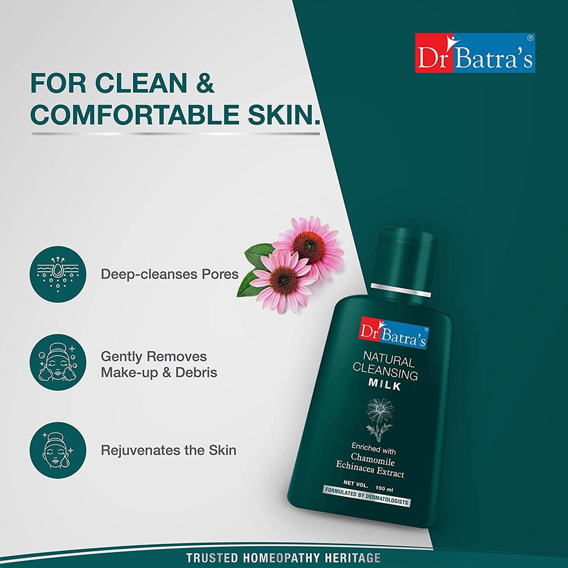 Dr Batra's Natural Cleansing Milk for Healthy & Youthful Skin Suitable for Men and Women