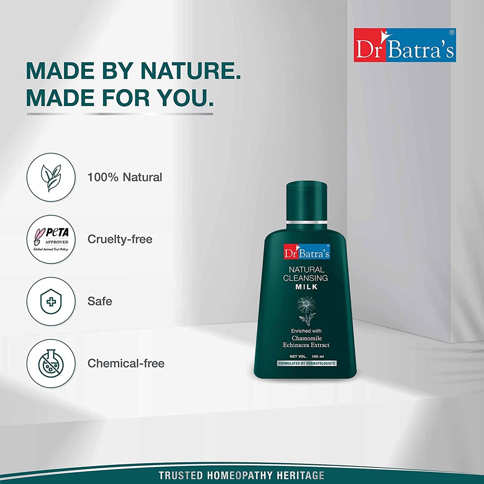 Dr Batra's Natural Cleansing Milk for Healthy & Youthful Skin Suitable for Men and Women