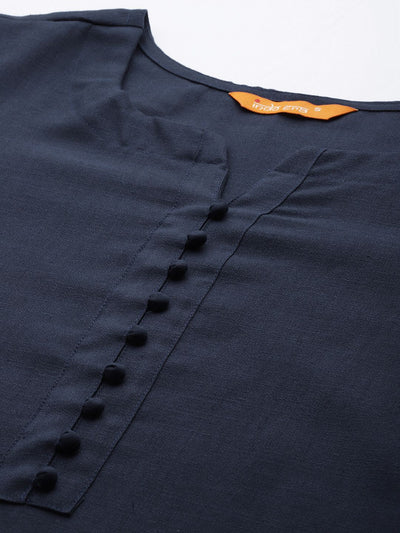 Dhiyona IE Women Navy Blue Kurta with Palazzos & With Dupatta