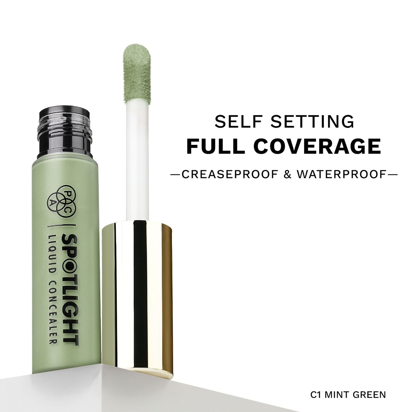 PAC Spotlight Liquid Concealer - Full Coverage Self Setting Creaseproof Formula - Mint Green
