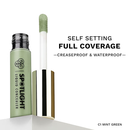 PAC Spotlight Liquid Concealer - Full Coverage Self Setting Creaseproof Formula - Mint Green