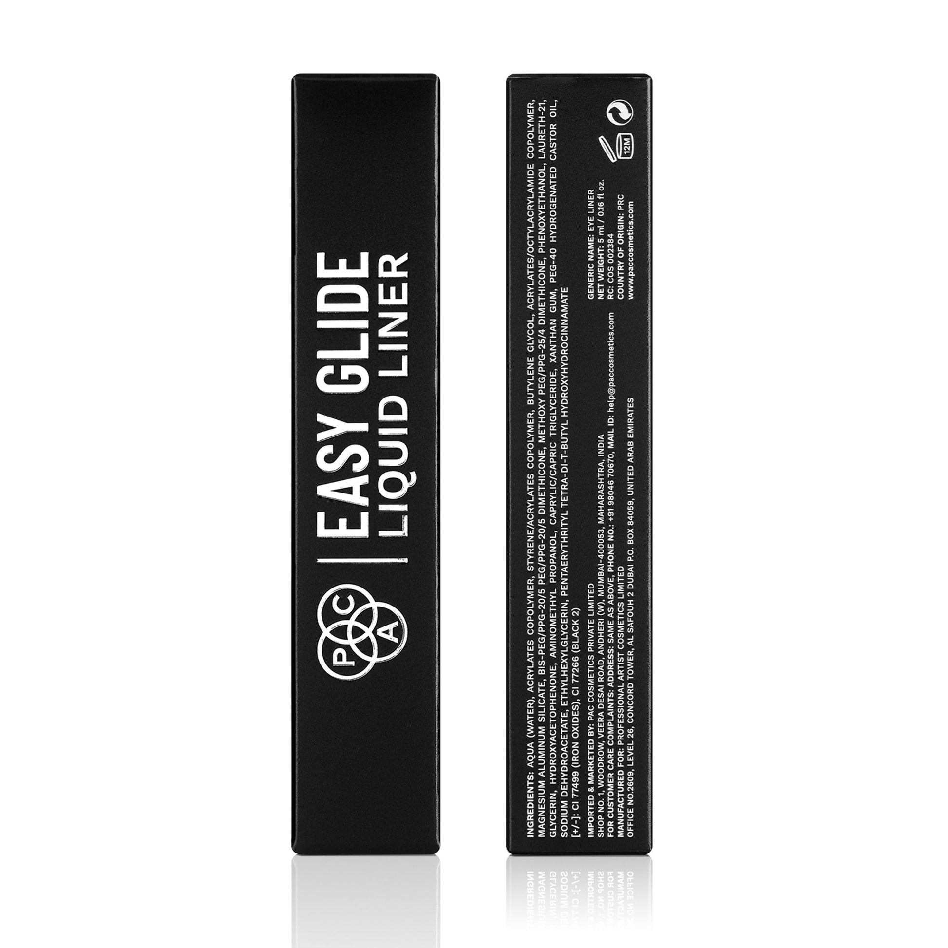 PAC Easy Glide Liquid Liner - 24H Waterproof & Smudgeproof, Intense Matte Finish, Quick Dry Formula