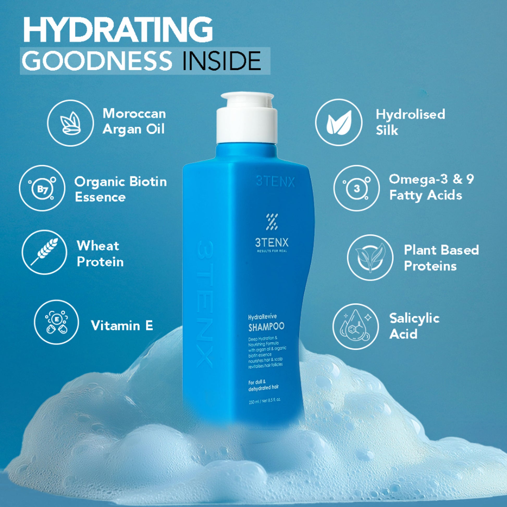 3TENX HydraRevive Hydrating Shampoo for Dry & Dull Hair