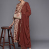 Dhiyona VA Women'sFloral Printed Empire Sequinned Pure Cotton Kurta With Trousers & Dupatta