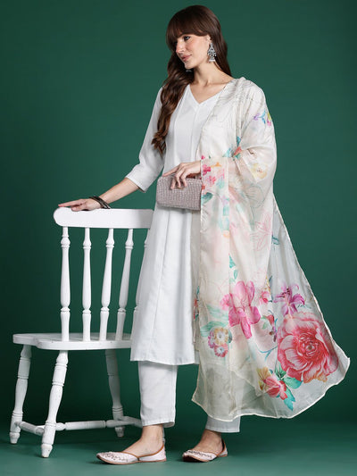Indyancart IE Anarkali Kurta with Trousers & With Dupatta