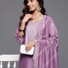 Dhiyona IE Floral Embroidered Regular Sequinned Kurta with Trousers & Dupatta