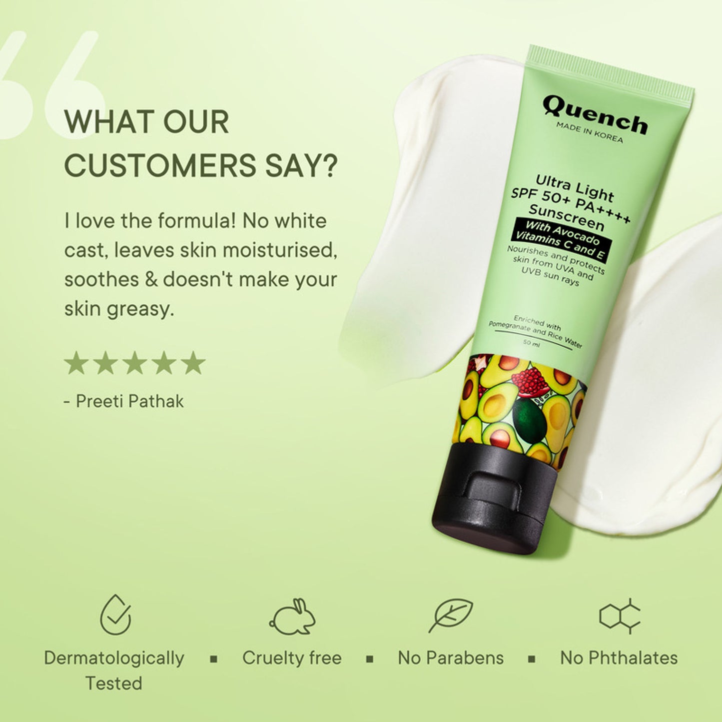 Vitamin E & Avocado Ultra Light SPF 50+ PA++++ Sunscreen for Glowing Skin