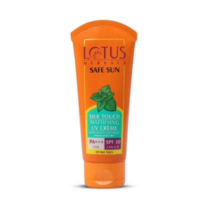 Lotus Herbals Safe Sun Silk Touch Mattifying UV Cream Sunscreen, SPF 50 PA+++, 75g