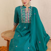 Dhiyona IE Women Ethnic Motifs Embroidered Cotton A-Line Kurta with Trousers & Dupatta