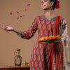 Indyancart IE Ethnic Motifs Printed Regular Pure Cotton Kurta With Trouser And Dupatta