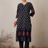 Indyancart IE Floral Printed V-Neck Pure Cotton Straight Kurta With Trouser & Dupatta
