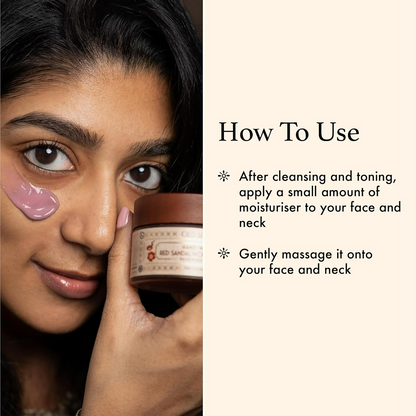 Old School Rituals red sandalwood and saffron face moisturizer in a jar, highlighting age-defying skincare benefits.