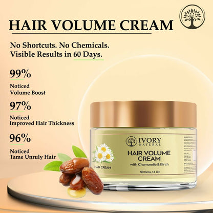 Ivory Natural hair mask with ivory-colored cream for added volume and thicker, fuller-looking hair.