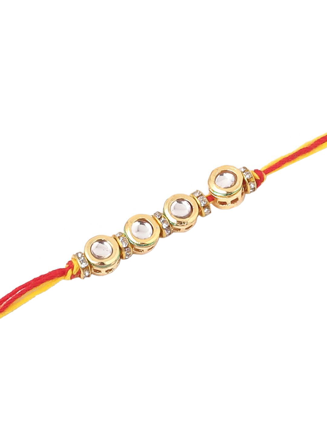 Anouk Kundan Studded Bhaiya Bhabhi Rakhis With Roli Chawal Chandan & Mishri