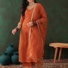Women's Floral Embroidered Zari Straight Kurta & Trouser With Dupatta